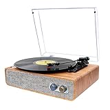 Record Player Bluetooth Vinyl Record Player with Magnetic Cartridge Vintage 3 Speed Turntable with...