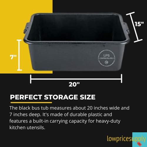 6 PACK 20" x 15" x 7" Black Polypropylene Bus Plastic Restaurant Dishwasher Tub - Thumbnail 5