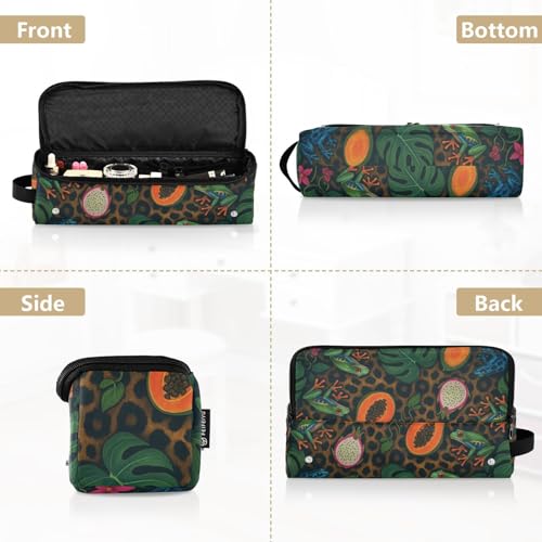 Bolso de Viaje para Herramientas Capilares con Alfombra Aislante Térmico, Organizador de Gran Capacidad para Planchas, Rizadores y Secadores de Cabello, Estampado de Leopardo en Selva miniatura 5