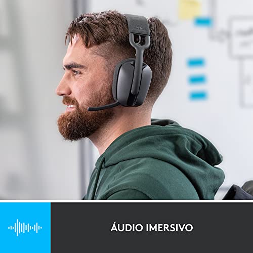 Headset Sem Fio Logitech Zone Vibe 100 Com Microfone Flip- to-Mute Com Cancelamento de Ruído, Conexã