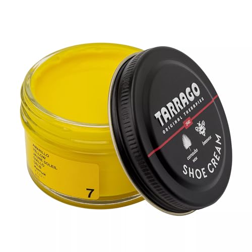 Tarrago Shoe Cream Professional Shoe Polish for Leather Boots, Shoes, Purse, Furniture Eco Friendly Leather Conditioner 1.7oz - Yellow #07