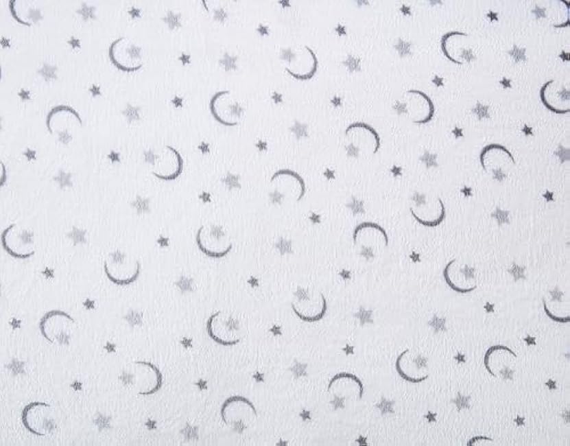 Cozy Fleece Soft and Warm Microplush Fitted Crib Sheets with Moon and Stars - Grey/White, 28 x 52 Inch