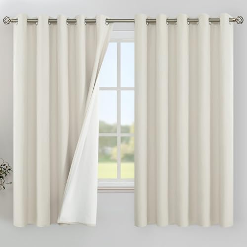 Image of YoungsTex Linen 100% Blackout Curtains 63 Inch Length for Bedroom, Full Room Darkening Thermal Insulated Window Drapes Extra Wide with Grommet for Living Room, 2 Panels, 60 X 63 Inch
