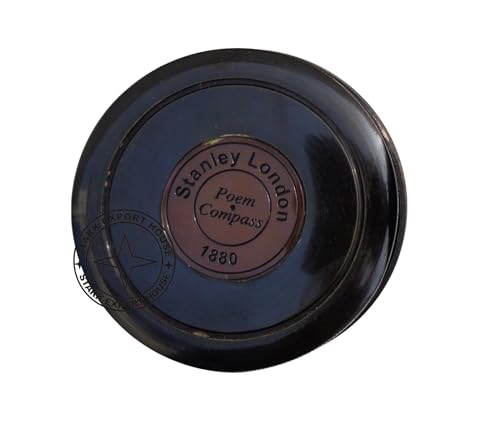 Brújula de bolsillo de latón con sundial y caja de cuero miniatura 3
