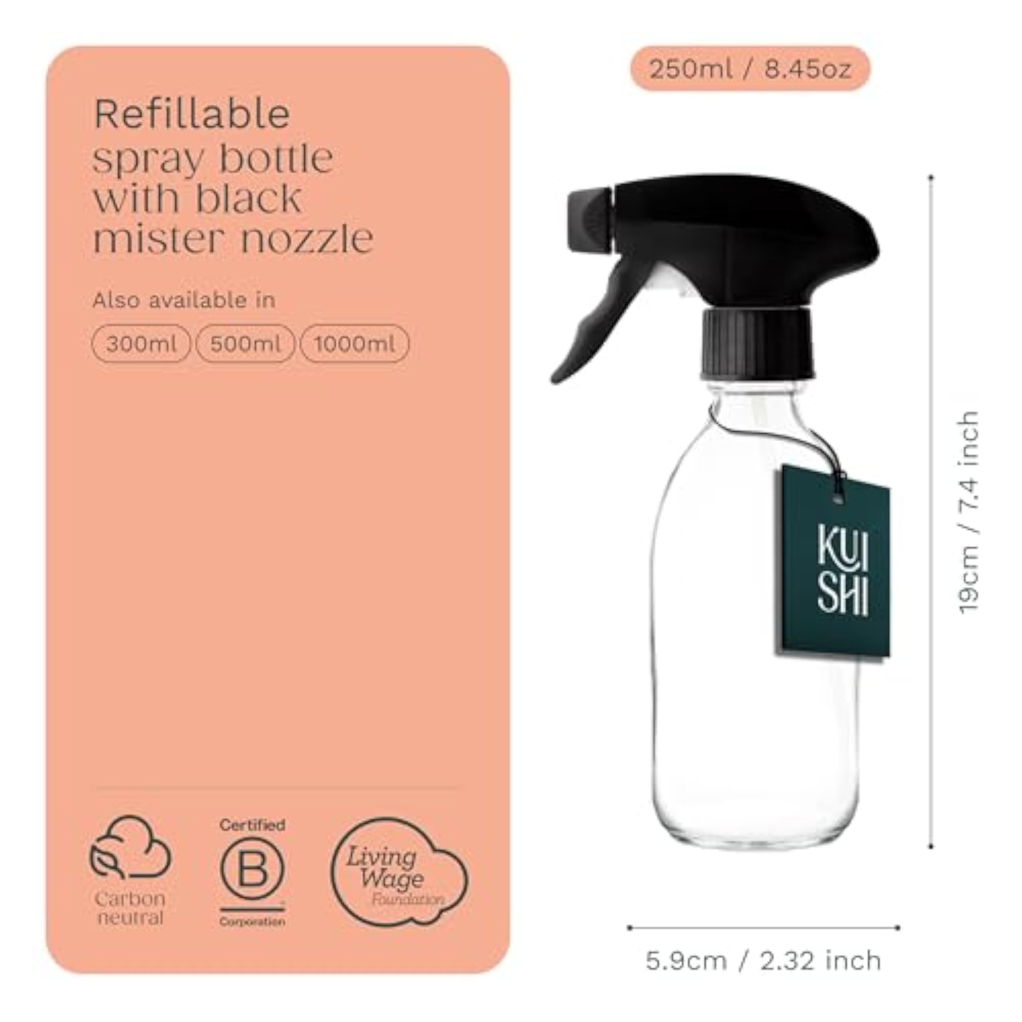 Clear Glass Trigger Spray Bottle (250ml)