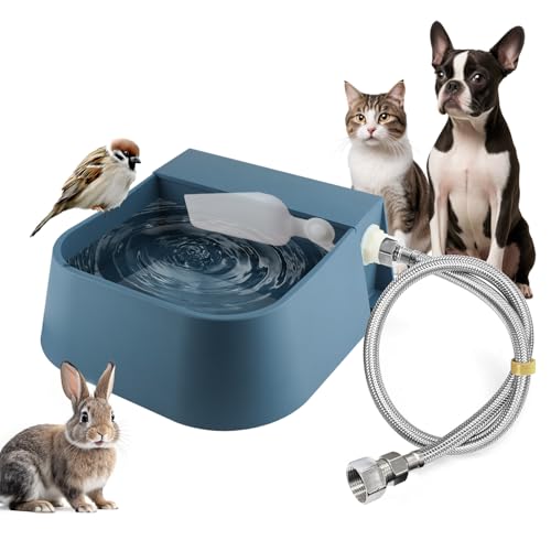 Lesypet Dog Automatic Waterer 67 OZ(2L) Auto Fill Water Bowl with Water Hose for Chicken Livestock Animal, Blue