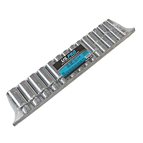 US PRO Tools Steckschlüssel-Set, 15-teilig, 8–22 Mm, Auf Schiene – Für 3/8 Zoll Antrieb