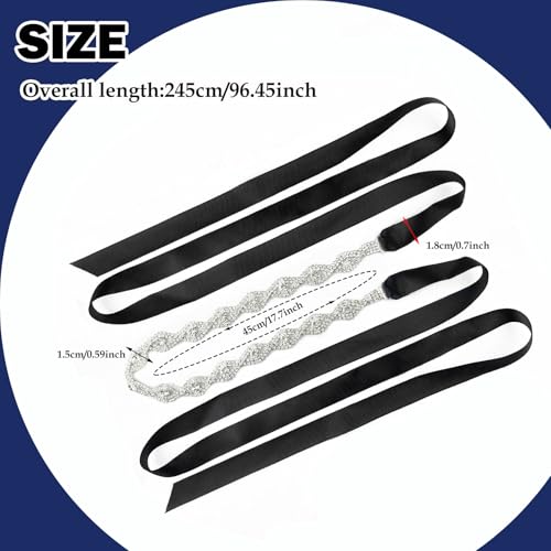 Rhinestone Wedding Waist Belt, Handcrafted Bling Crystal Bridal Belts Glitter Ribbon Belt for Women3