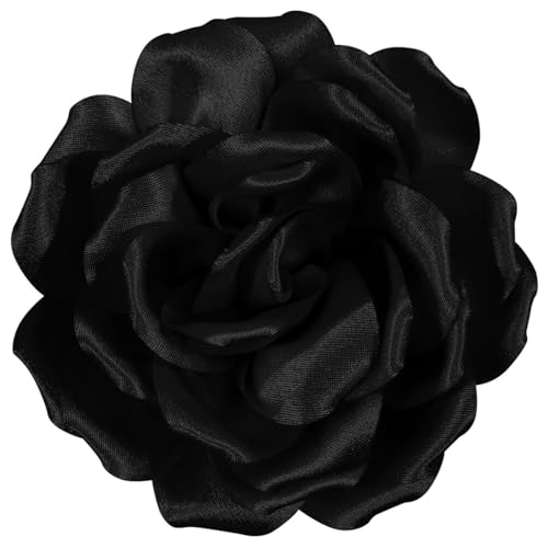 Mecool Taglio di capelli grande rosa spilla fiore fiore testa fermaglio capelli ragazza accessori festa di nozze nero