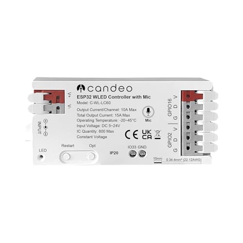 WLED - Controlador de tira LED inteligente con micrófono, utiliza la aplicación WLED, sincronización con Alexa, Home Assistant, Hubitat. Efectos de iluminación RGBIC dinámicos, sincronización de