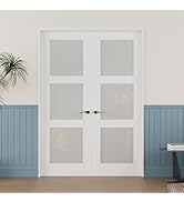 36'' x 80'' (Double 18"x80") 3-Lite French Interior Tempered Frosted Glass Door Slabs for Bedroom...