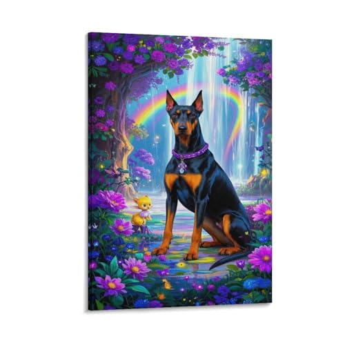 Dobermann peinture murale interieur moderne decoration toile de salon ferme