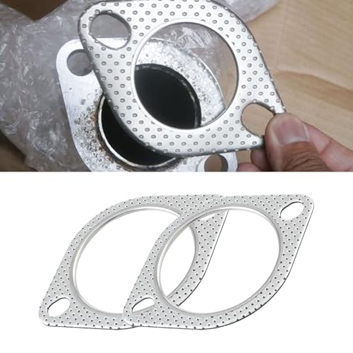 Image of 2PCS Exhaust Flange Gasket Car Exhaust Gasket 2-Inch Exhaust Gasket Material Exhaust Flange Bolt Kit, High Temp Seal Exhaust Pipe Gasket 2-Bolt for Exhaust Turbo Catback Headers(2in)