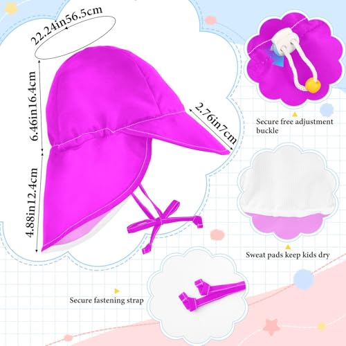 KLL Toddler Boy Girl Beach Hats Boys Beach Bucket Hats Girls UPF 50 Wide Brim Traveling Swim Hat Magenta Fuchsia Solid Color Pure Plain4