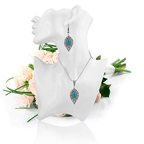 Harlorki Fashion Women Lady Retro Vinrage Turquoise Rhinestone Necklace Earrings Jewelry Set
