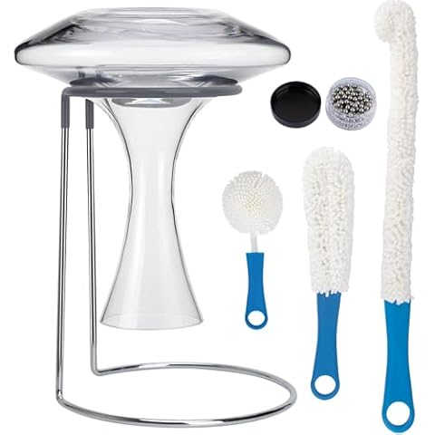 Wine Decanter Drying Stand with Rubber Coated Top to Prevent Scratches, Wine Decanter Drying Rack for Standard Large Wine Decanters, Decanter Cleaner Includes Cleaning Brush & Decanter Cleaning Beads Cover
