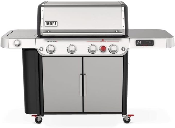 Weber Genesis SPX-435 Premium Smart Grill, Liquid Propane Gas Grill for Outdoor Cooking, 4 Burners and 1 Side Burner, Stainless Steel