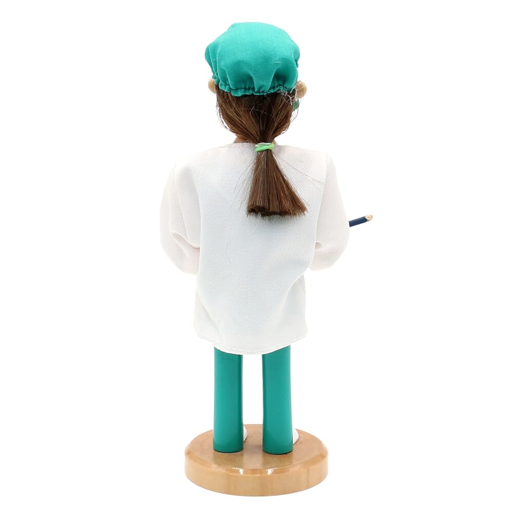 Holz Räucherfrau - Räucherfigur als OP-Schwester mi Krankenakte, L/B/H 7 x 7 x 19 cm.