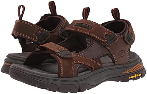 Skechers USA Men's Men's Open Toe Sandal W/Hook&Loop Strap, Crazy Horse Dark Brown, 10 | Image 6