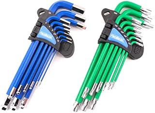 HemBorta® Allen Key Set & Security Torx Key Set 18pcs, Ball End Metric Allen Keys 1.5-10mm & T10-T50 Star Allen Key Set Tamper Proof Torx Keys with Holes on Both Ends, Long Heat Treated CRV Steel Keys