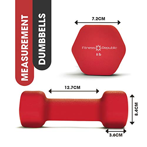 Fitness Republic Neoprene Workout Dumbbells 3 Pairs (8,10,12) Lb - Non Slip, Anti Roll Exercise & Fitness Dumbbells Combo - Hex Shaped Hand Weights For Men & Women - Ideal For Home And Gyms Training #TOP6