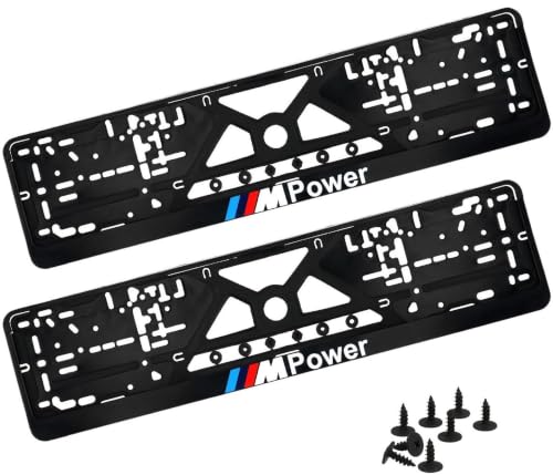 Soporte para matrícula de coche con 8 tornillos y 8 amortiguadores, juego de 2 de 52x10cm
