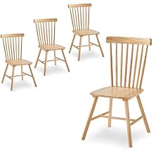 Solid Wood Dining Chairs Wooden Kitchen Chairs with Solid Frame and Legs Burlywood Windsor Set of 4
