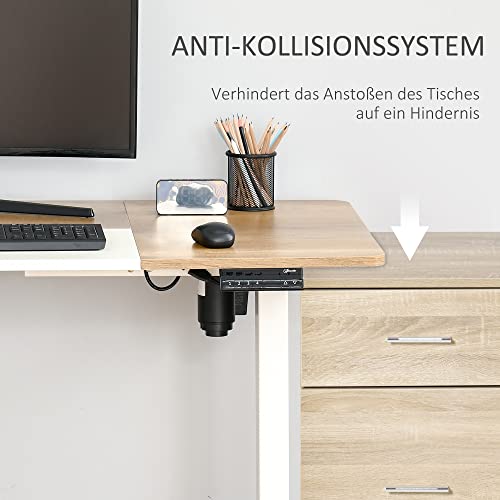 Vinsetto Höhenverstellbarer Schreibtisch Elektrisch 140 x 70 cm Computertisch mit 4 Memory-Steuerung, 4 TLG. Tischplatte, Steh-Sitz Tisch mit Anti-Kollision, Überhitzungsschutz Weiß