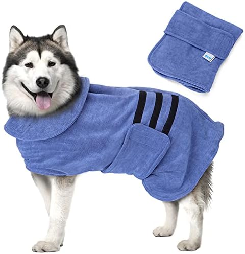 Nobleza Super Absorbent Dog Drying Coat - Adjustable Bathrobe Tow...