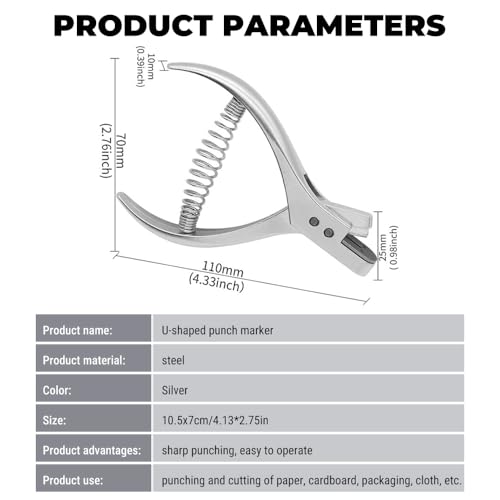 Uadme Kerbschnittzange, Lochzange 2mm, Kerbzange für Stoff, Pattern Notcher aus Stahl, Professionelle Nähstanze Schnittmuster Einkerbung für Designer und Schneider
