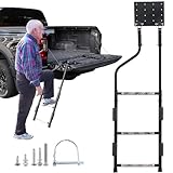 Tailgate Ladder, Heavy Duty Pickup Trucks Tailgate Steps, Elder-Friendly Truck Bed Ladder with Anti-Slip Steps, No Noise Foam Pad, Easy Install Foldable Truck Accessories Universal Fit Ram Ford