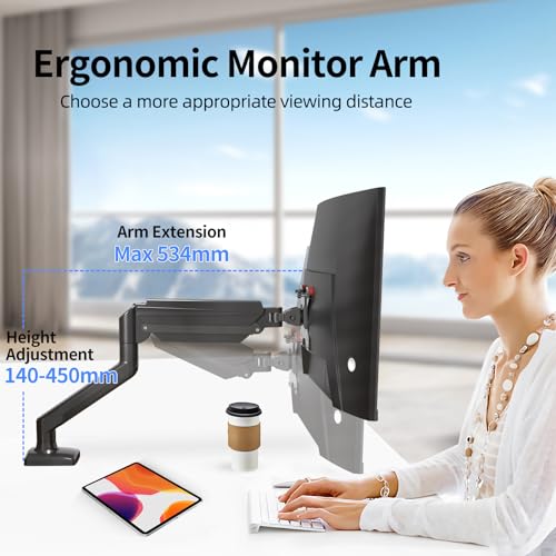 suptek Monitor Halterung für 13-32 Zoll LED LCD Bildschirm bis zu 9 kg, Monitor Arm mit Gasfeder, 360° Drehbar Höhenverstellbar Schwenkbar Neigbar, Monitorhalterung VESA 75x75/100x100 mm, MD01A