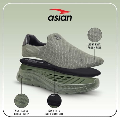Image of ASIAN Wonderwalk-01 Men's Walking Shoes | Lightweight Slip-On Sneakers with Memory Foam Cushioning & Breathable Mesh Upper | Perfect for Walking, Office Wear, Travel & Daily Comfort