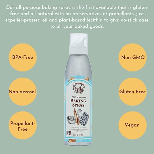 La Tourangelle, All Purpose Baking Spray, Gluten-Free, Non-Stick, Chemical Free And Propellant Free, Expeller-Pressed Cooking And Baking Spray Oil, 5 Fl Oz #TOP4