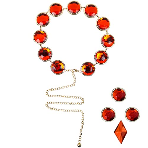 Raven Belt Titans Costumes Accessories Red Gems Stone Adjustable Waist Chain Anime Jewel Cosplay Props for Women Halloween Party
