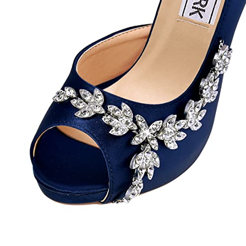 Image of Elegantpark HP1560IAC Platform Wedding Shoes for Bride High Heels Women Bridal Shoes Peep Toe Rhinestones Satin Wedding Party Dress Court Shoes Ivory