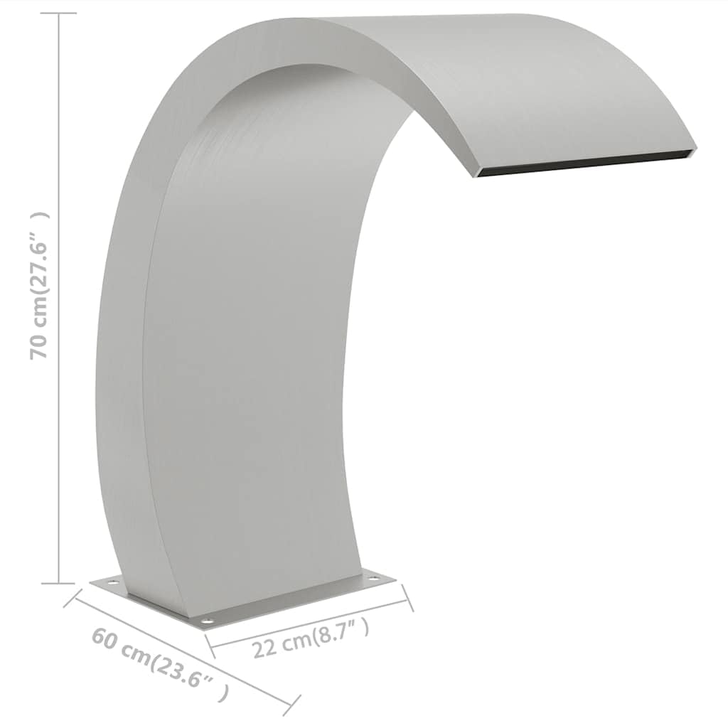vidaXL Pool-Wasserfall Schwalldusche Wasserschwall Wasserfontäne Wasserspiel Schwimmbecken Pool Fontäne mit Zubehör 22x60x70cm Edelstahl 304