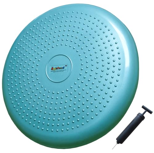 Image of AppleRound Inflated Wobble Cushion with Hand Pump, Air Stability Board (Extra Thick), Core Balance Disc for Adults, Sensory Wiggle Seat for Kids, Flexible Seating for All Age, 13.5in / 34cm Diameter