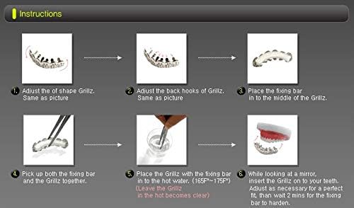 Hip Hop Gold Silver Tone 3 Open Teeth Right Side Grillz L30R miniatura 3