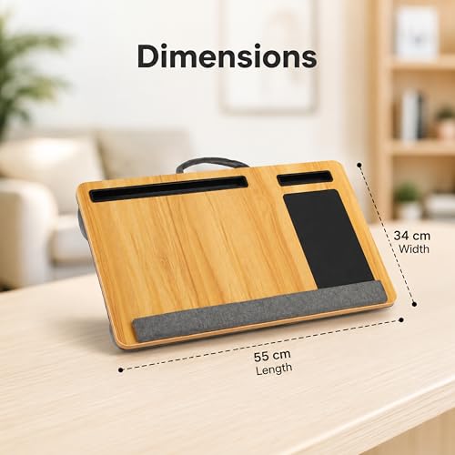 Image of Ant Esports Bravo LT300 Wooden Lap Desk with Cushion for Laptop up to 17 Inches, Portable Work from Home Laptop Table with Soft Wrist Pad, Bed Desk for Couch, Sofa, Study, Reading, Writing & Gaming