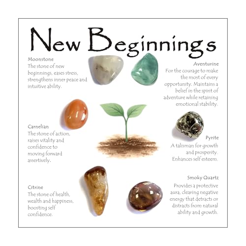 New Beginnings Crystal Set for Women, 6 Natural Healing Crystals for Fresh Start and New Chapter, Spiritual Encouragement Stones for Graduation Divorce New Job Moving Away Gift