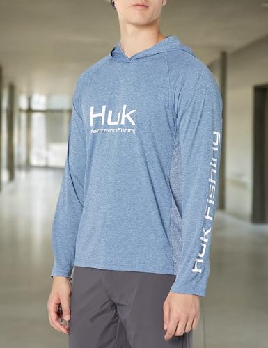 HUK Men's Pursuit Heather Hoodie, Sun Protecting Fishing Shirt with Hood3