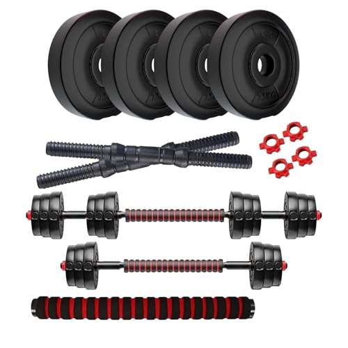 Image of Amazon Brand - Symactive PVC 3-in-1 Convertible Dumbbells Set