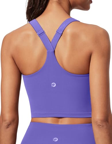 Image of IUGA Buttery Adjustable Workout Tank Tops Woman with Built in Bra Y Back Longline Sports Bra Athletic V-Neck Crop Tops