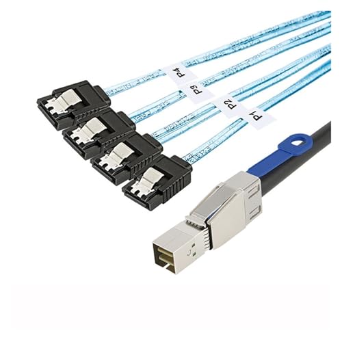 Cable S/AS SFF-8644 a 4 SATA 7Pin 12Gbps 1M miniatura 4
