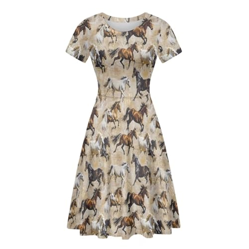 Image of Biyejit Women's Summer Casual Short Sleeve T-Shirt Swing Dress Crew Neck Plus Size S-4XL