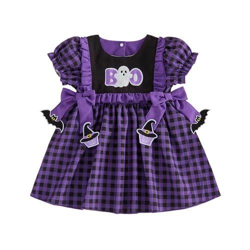 Toddler Baby Girl Halloween Dress Pumpkin Boo for Trick or Treat Purple
