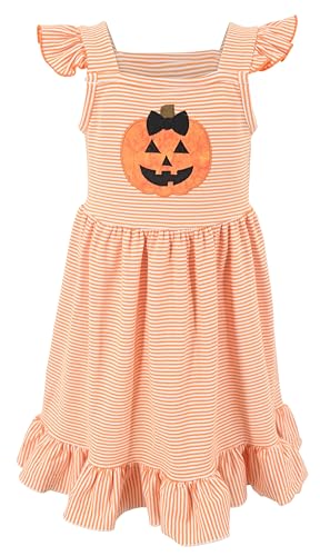 Girls Pumpkin Print Tank Top Dress Fall Outfit for Girl Toddler and Kids (6Y, Bow Pumpkin)