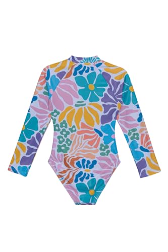 Image of Gottex Baby-Girls Gottex Kids Toddler and Little Girls Sunshine Floral Print Rash Guard One Piece Long Sleeve Swimsuit