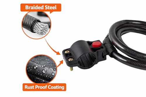 Image of CRADIAC - Cycle Lock | Helmet Locks | Cycle Locks for Bicycle | Helmet Locks for Mens Bike | Keyless Numeric Bike Cable Lock | Multi-Purpose for Bikes, Cycles, Helmets, Scooters, Gates